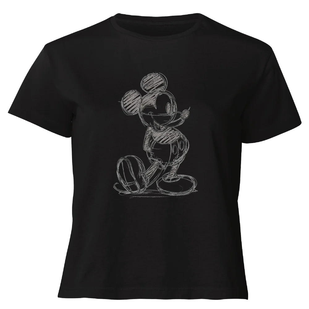 Disney Mickey Mouse Sketch Women's Cropped T-Shirt - Black - XS Afbeelding 1