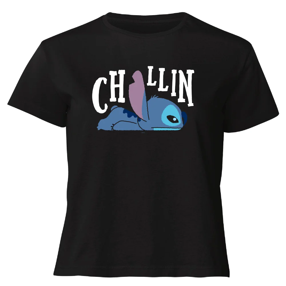 Disney Lilo And Stitch Chillin Women's Cropped T-Shirt - Black - XS Afbeelding 1