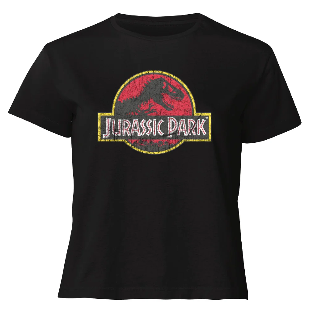 Jurassic Park Logo Vintage Women's Cropped T-Shirt - Black - XS Afbeelding 1
