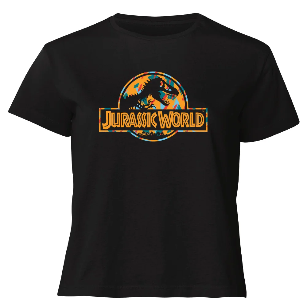 Jurassic Park Logo Tropical Women's Cropped T-Shirt - Black - XS Afbeelding 1