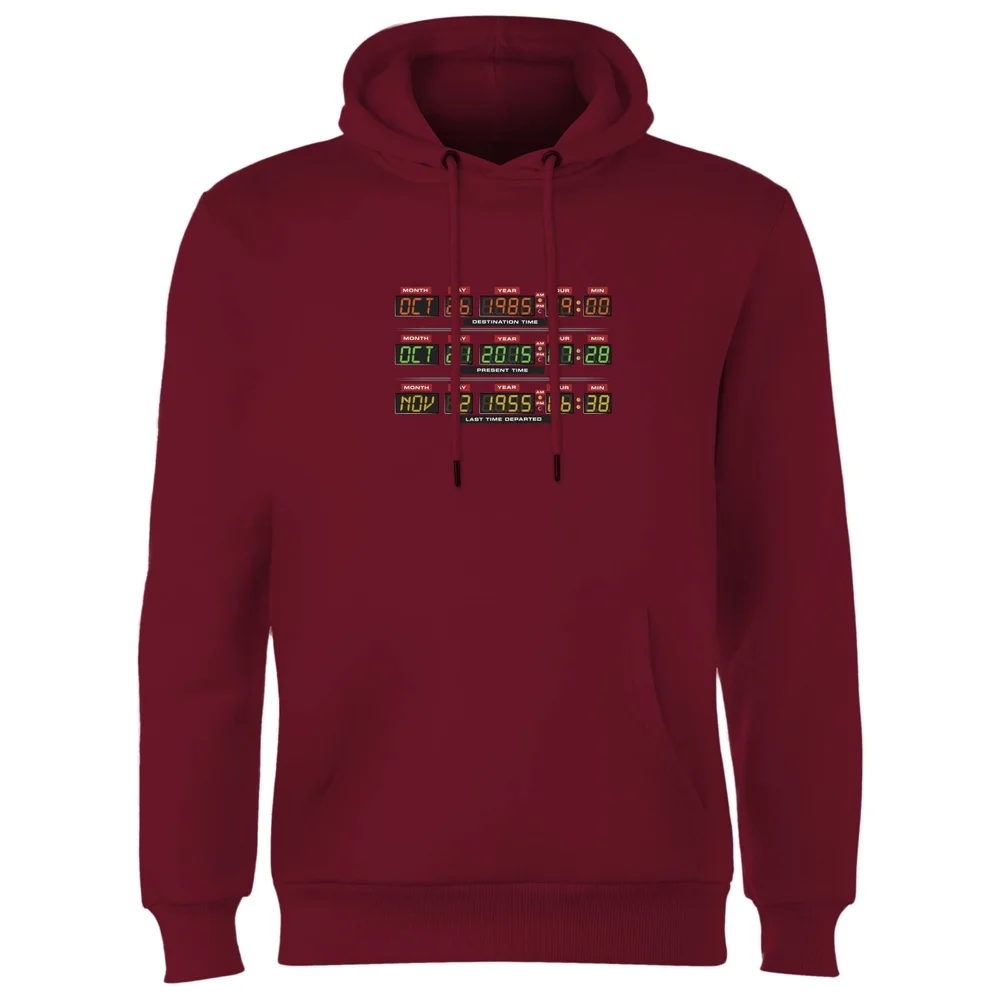 Back To The Future Destination Clock Hoodie - Burgundy - S Afbeelding 1