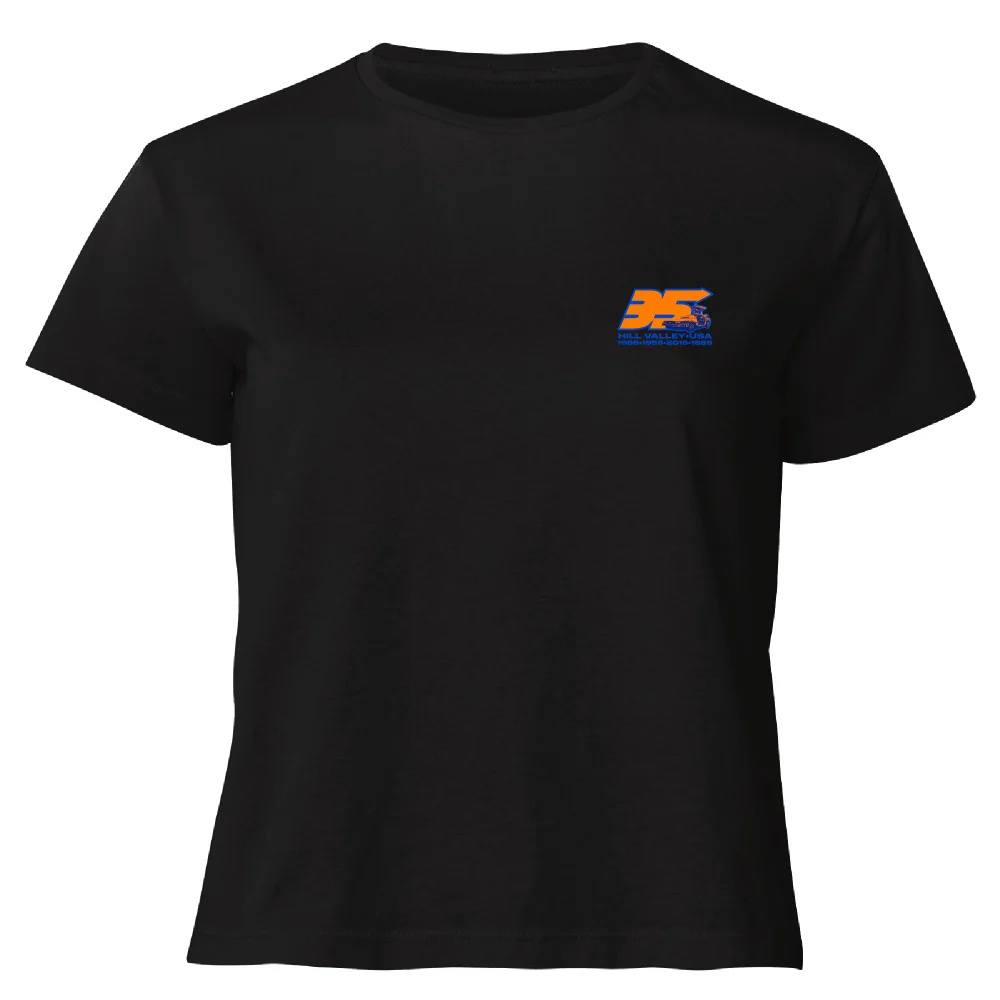 Back To The Future 35 Hill Valley Front Women's Cropped T-Shirt - Black - XS Afbeelding 1