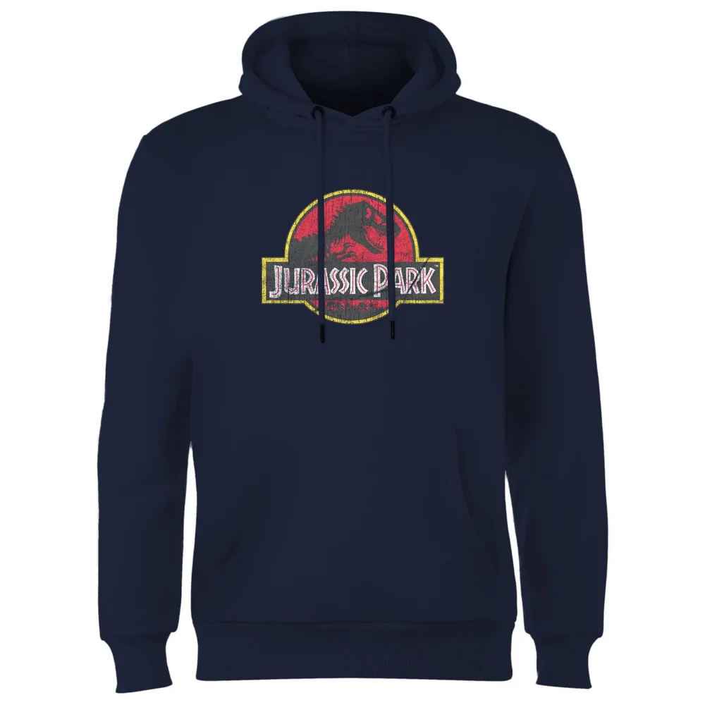 Jurassic Park Logo Vintage Hoodie - Navy - S Afbeelding 1