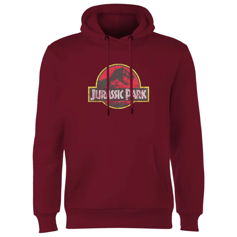 Jurassic Park Logo Vintage Hoodie - Burgundy - S Afbeelding 1