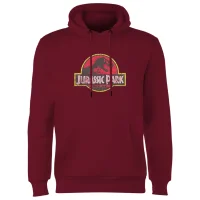 Jurassic Park Logo Vintage Hoodie - Burgundy