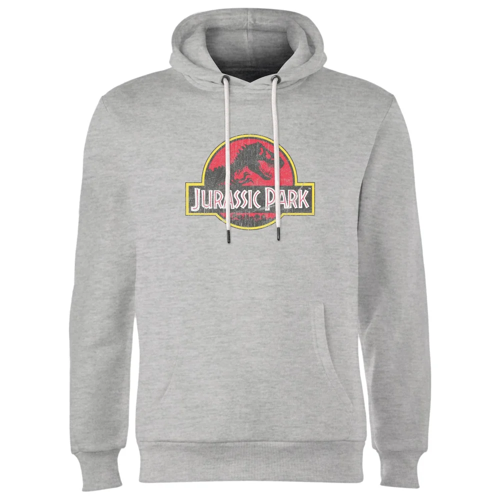Jurassic Park Logo Vintage Hoodie - Grey - S Afbeelding 1