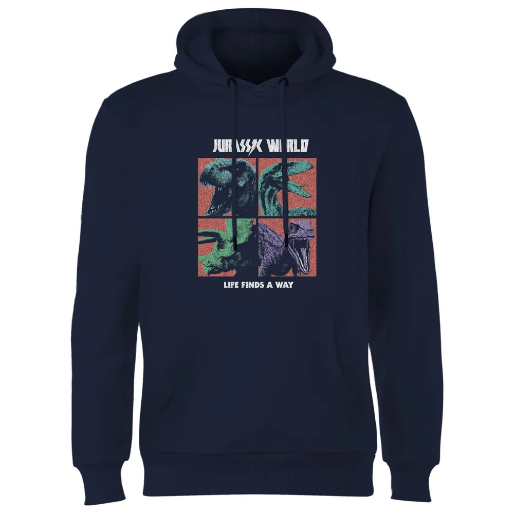 Jurassic Park World Four Colour Faces Hoodie - Navy - S Afbeelding 1