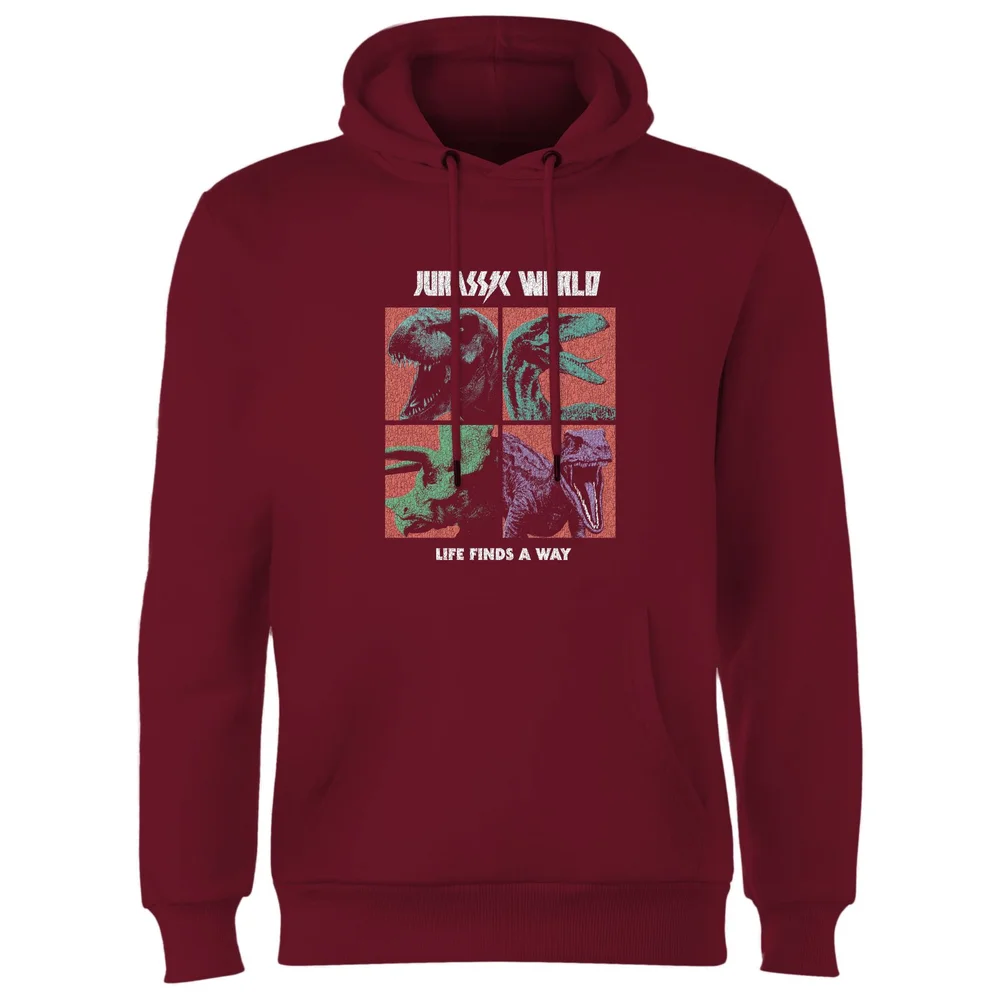 Jurassic Park World Four Colour Faces Hoodie - Burgundy - S Afbeelding 1