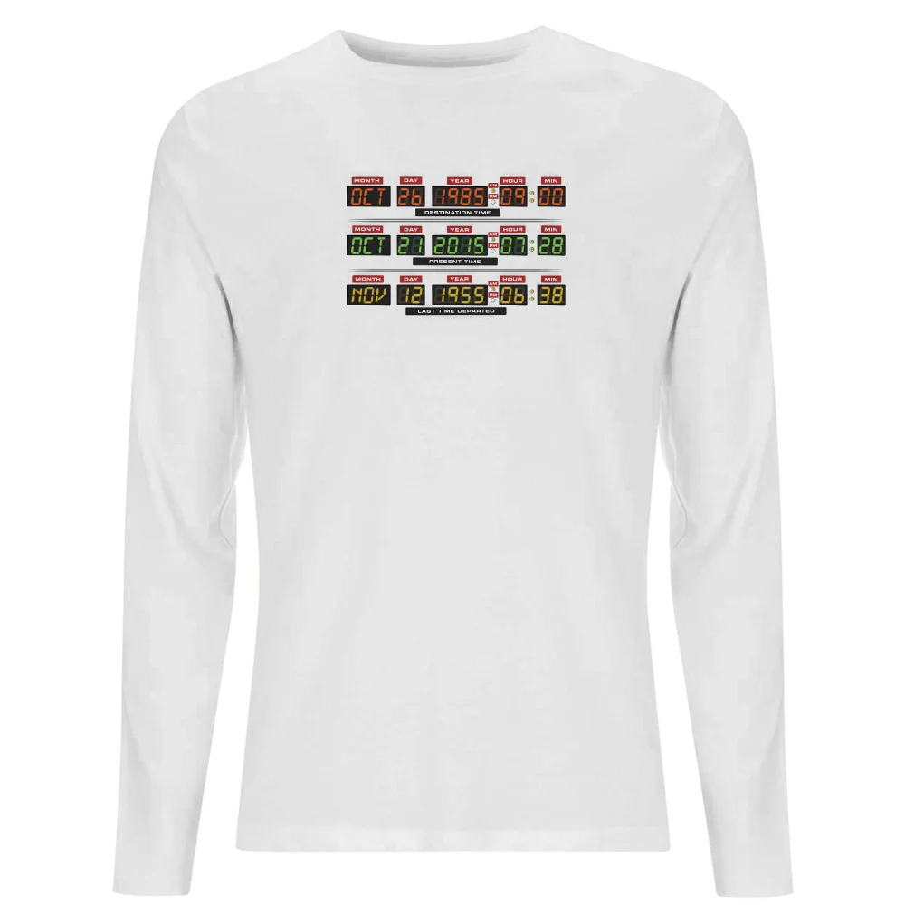 Back To The Future Destination Clock Men's Long Sleeve T-Shirt - White - XS Afbeelding 1