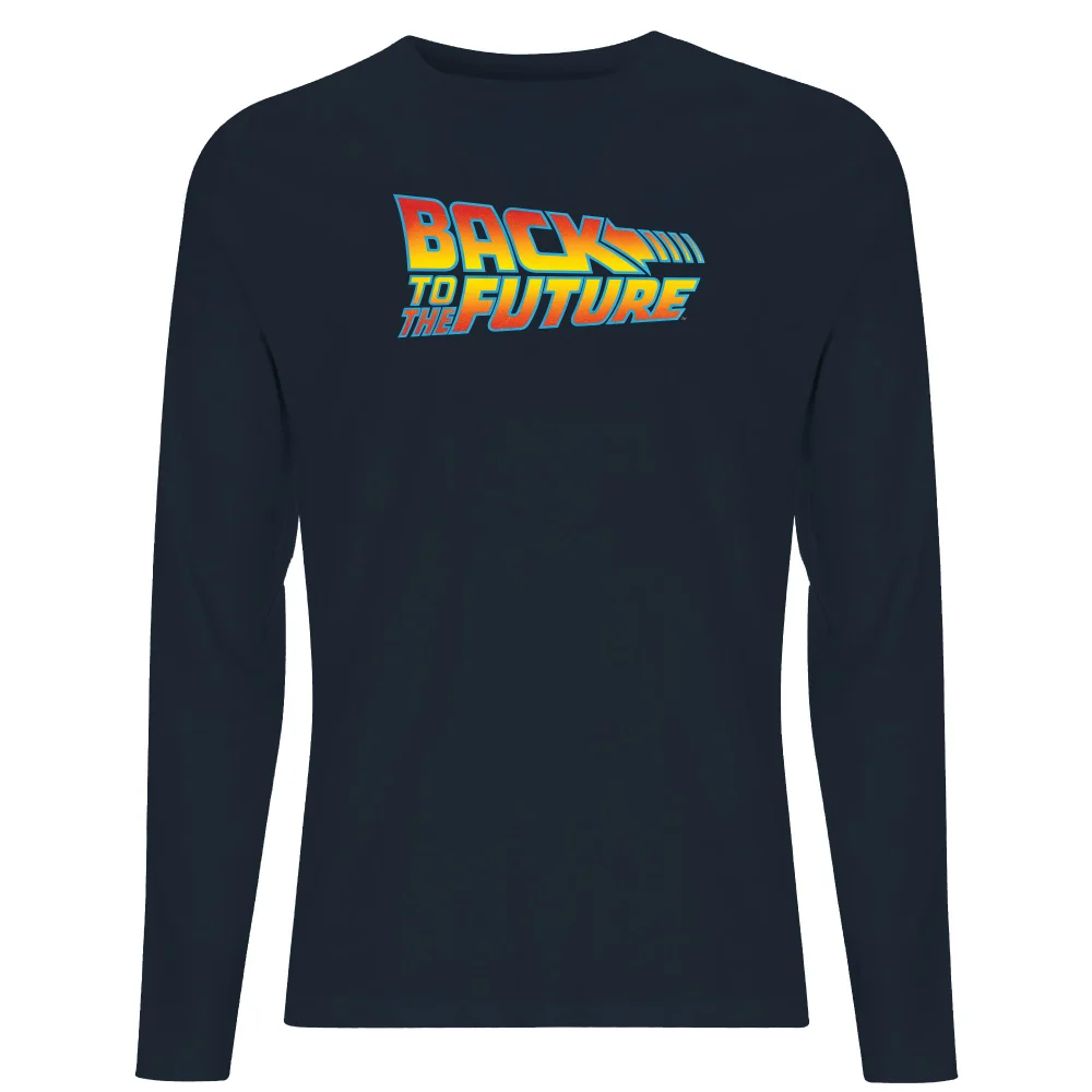 Back To The Future Classic Logo Men's Long Sleeve T-Shirt - Navy - S Afbeelding 1