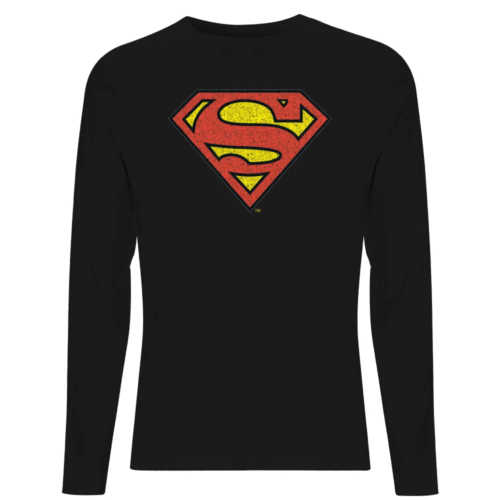 Official Superman Crackle Logo Men's Long Sleeve T-Shirt - Black - S Afbeelding 1