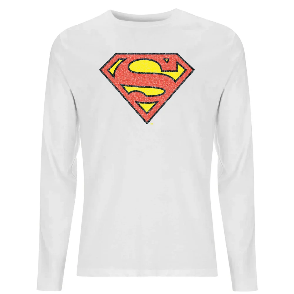 Official Superman Crackle Logo Men's Long Sleeve T-Shirt - White - S Afbeelding 1