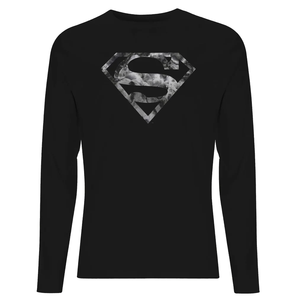 Marble Superman Logo Men's Long Sleeve T-Shirt - Black - S Afbeelding 1
