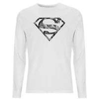 Marble Superman Logo Men's Long Sleeve T-Shirt - White - undefined undefined
