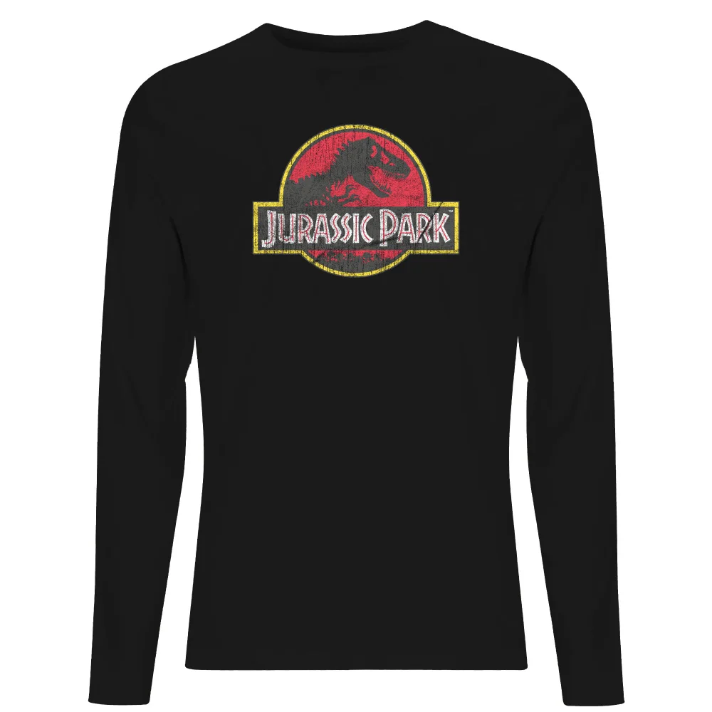 Jurassic Park Logo Vintage Men's Long Sleeve T-Shirt - Black - S Afbeelding 1