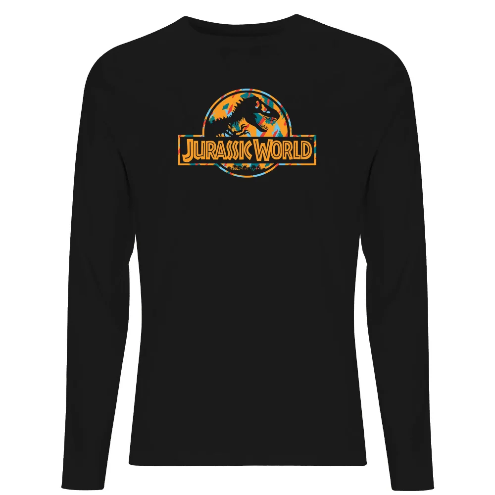 Jurassic Park Logo Tropical Men's Long Sleeve T-Shirt - Black - S Afbeelding 1