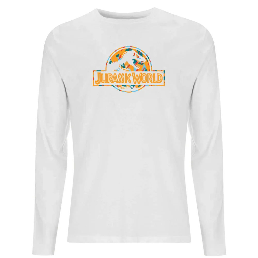 Jurassic Park Logo Tropical Men's Long Sleeve T-Shirt - White - S Afbeelding 1