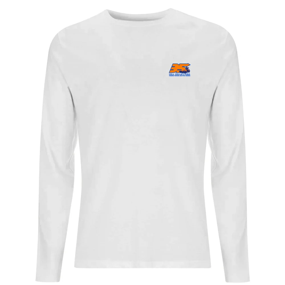 Back To The Future 35 Hill Valley Front Men's Long Sleeve T-Shirt - White - XS Afbeelding 1