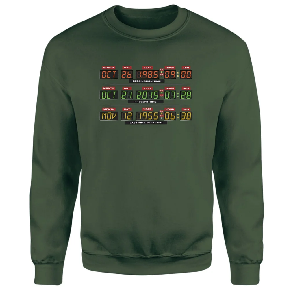 Back To The Future Destination Clock Sweatshirt - Green - XS Afbeelding 1