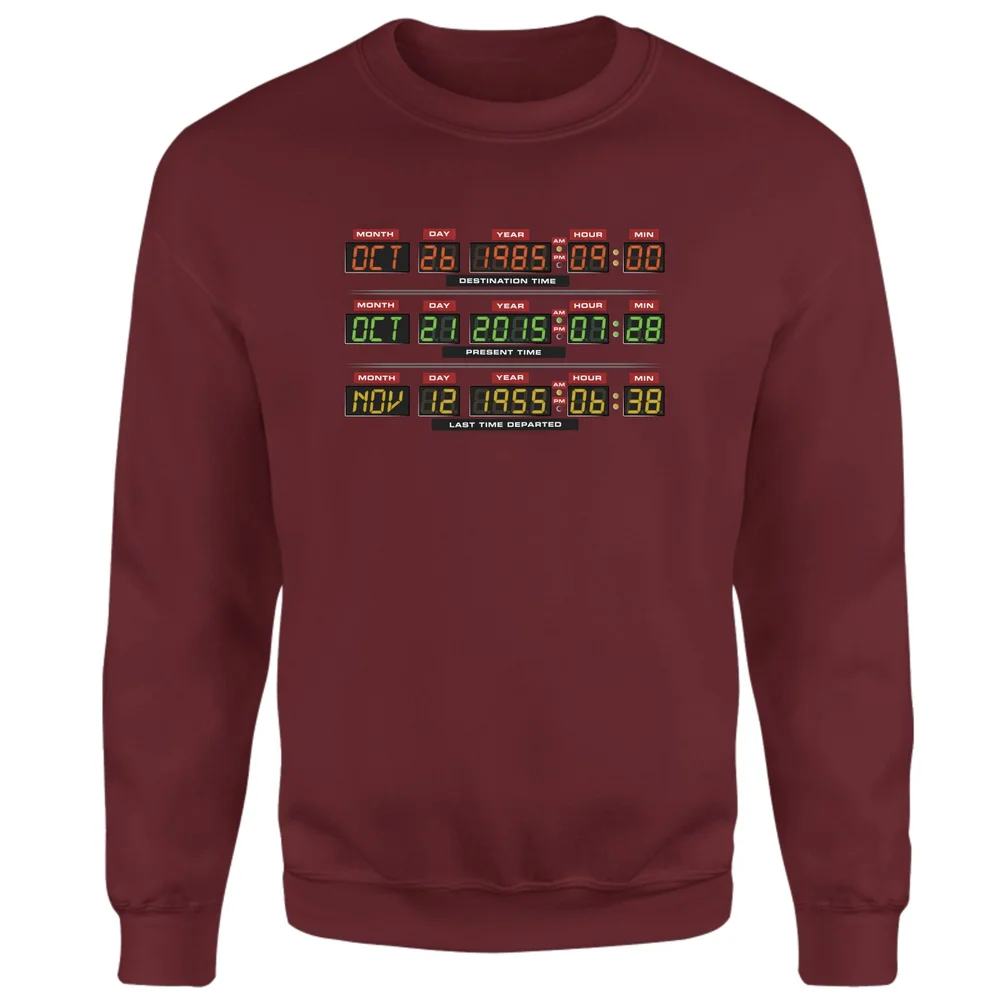 Back To The Future Destination Clock Sweatshirt - Burgundy - XS Afbeelding 1
