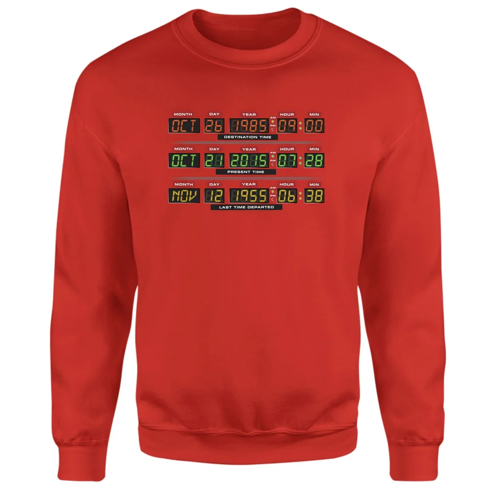 Back To The Future Destination Clock Sweatshirt - Red - XS Afbeelding 1