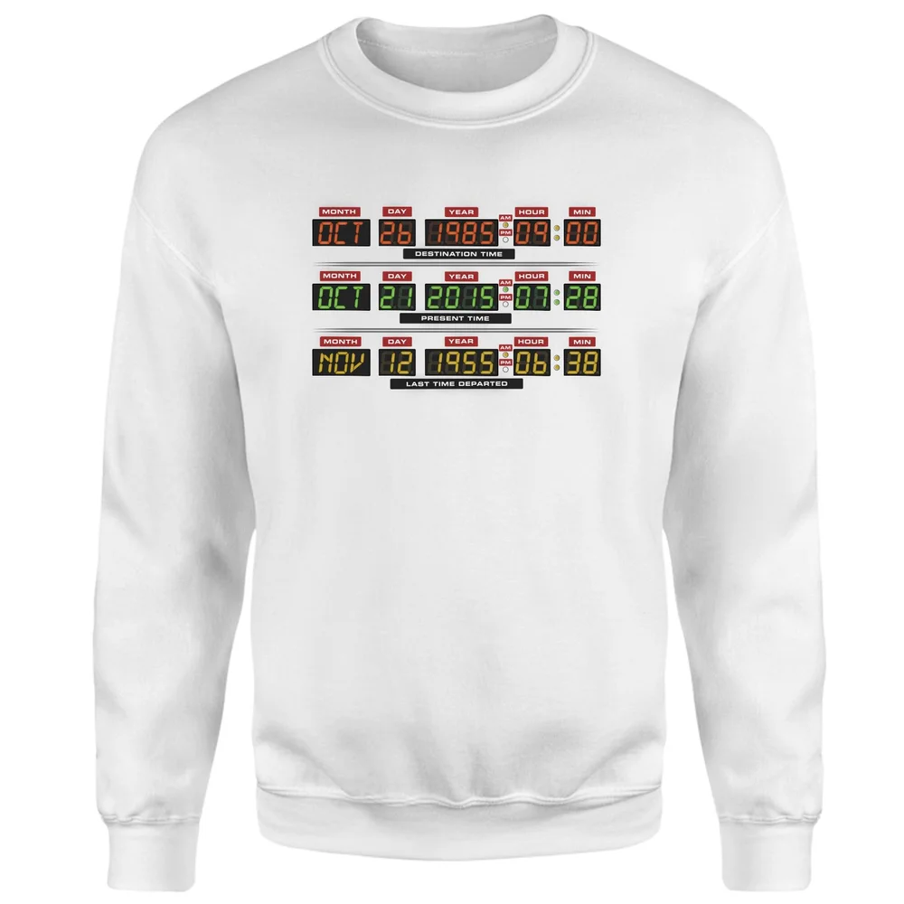 Back To The Future Destination Clock Sweatshirt - White - XS Afbeelding 1