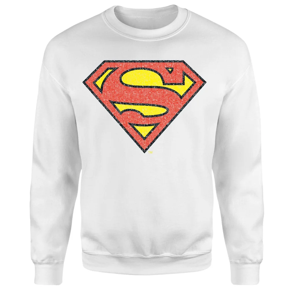 Official Superman Crackle Logo Sweatshirt - White - S Afbeelding 1
