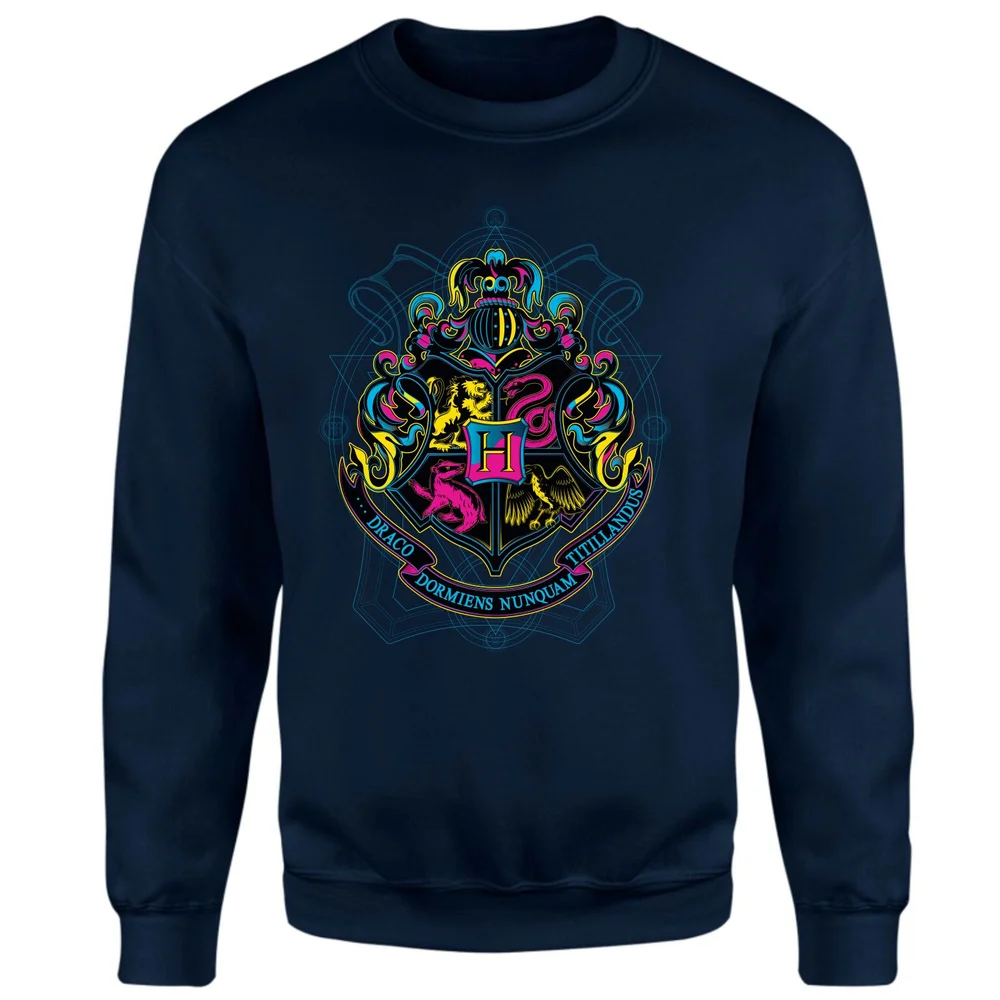Harry Potter Hogwarts Neon Crest Sweatshirt - Navy - S Afbeelding 1