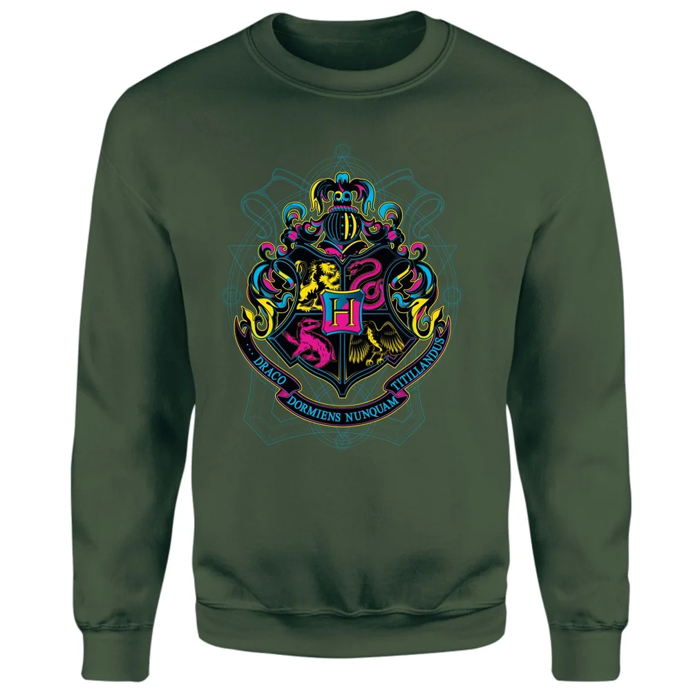 Harry Potter Hogwarts Neon Crest Sweatshirt - Green - S Afbeelding 1