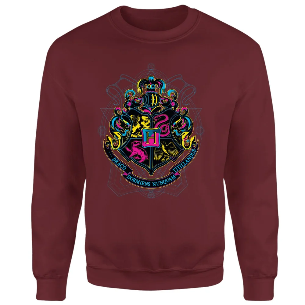 Harry Potter Hogwarts Neon Crest Sweatshirt - Burgundy - S Afbeelding 1