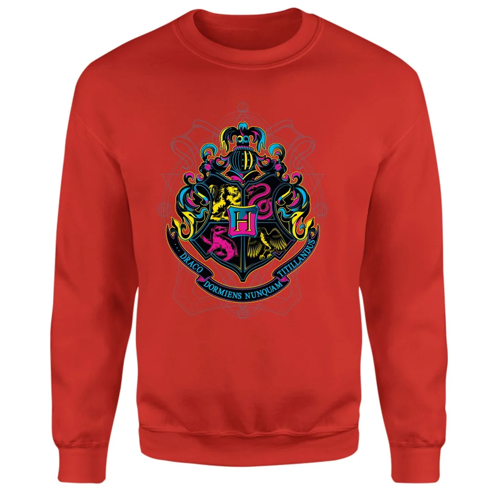 Harry Potter Hogwarts Neon Crest Sweatshirt - Red - S Afbeelding 1