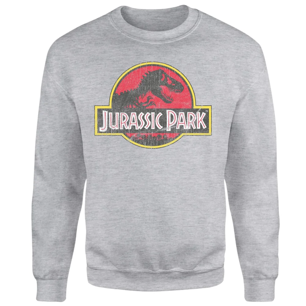 Jurassic Park Logo Vintage Sweatshirt - Grey - S Afbeelding 1