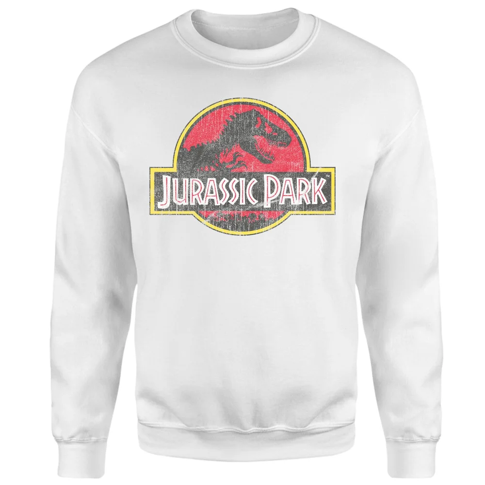 Jurassic Park Logo Vintage Sweatshirt - White - S Afbeelding 1