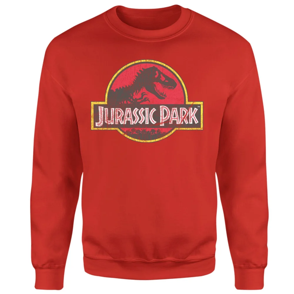Jurassic Park Logo Vintage Sweatshirt - Red - S Afbeelding 1