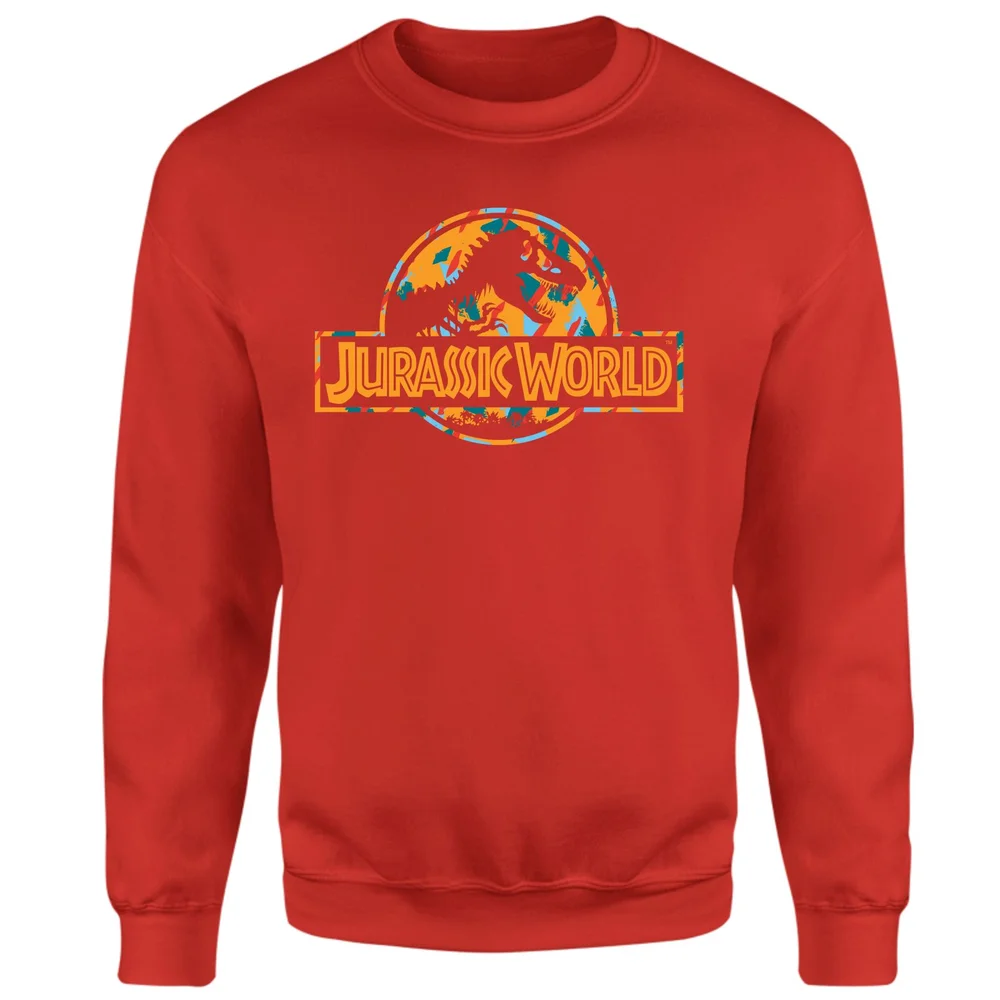 Jurassic Park Logo Tropical Sweatshirt - Red - S Afbeelding 1