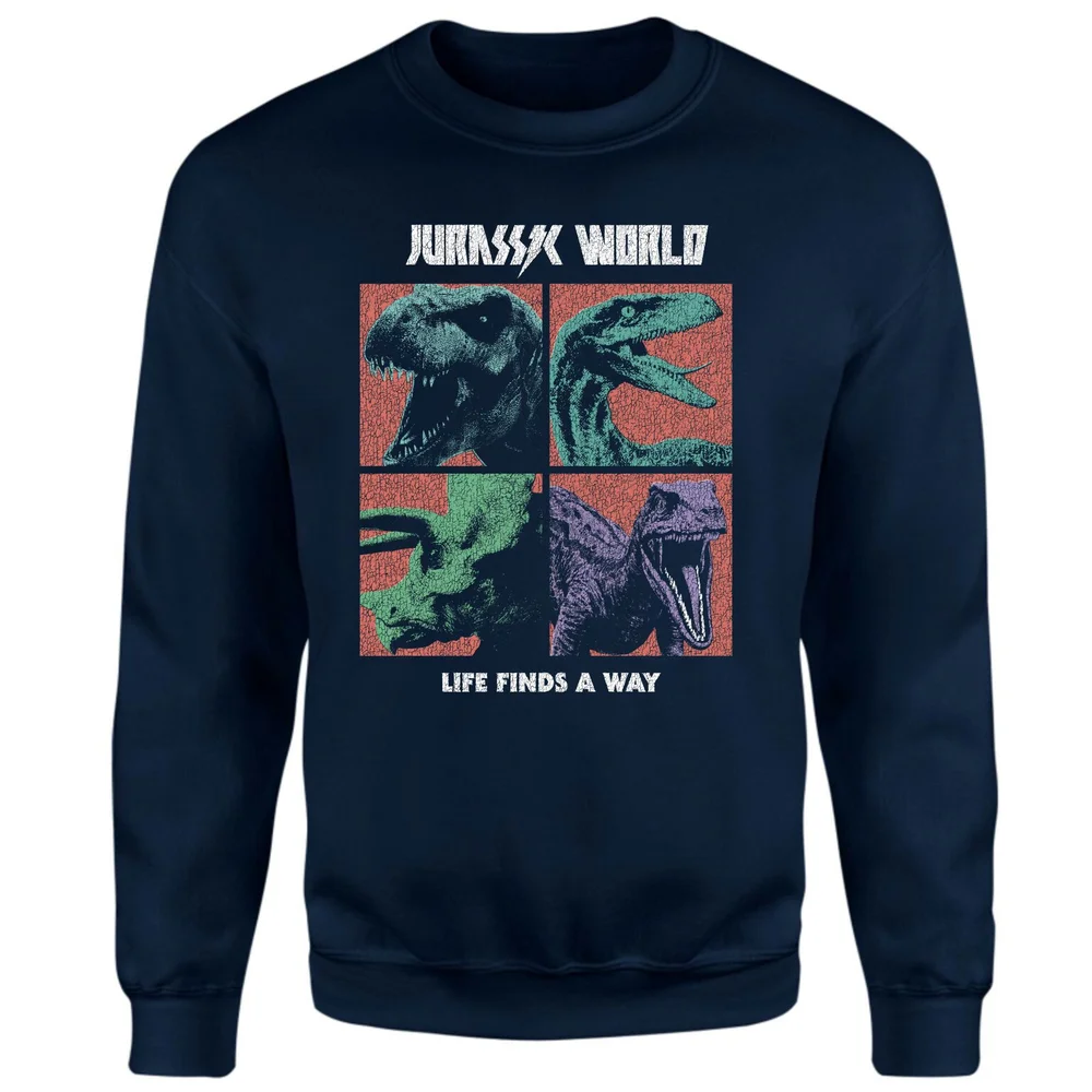 Jurassic Park World Four Colour Faces Sweatshirt - Navy - S Afbeelding 1