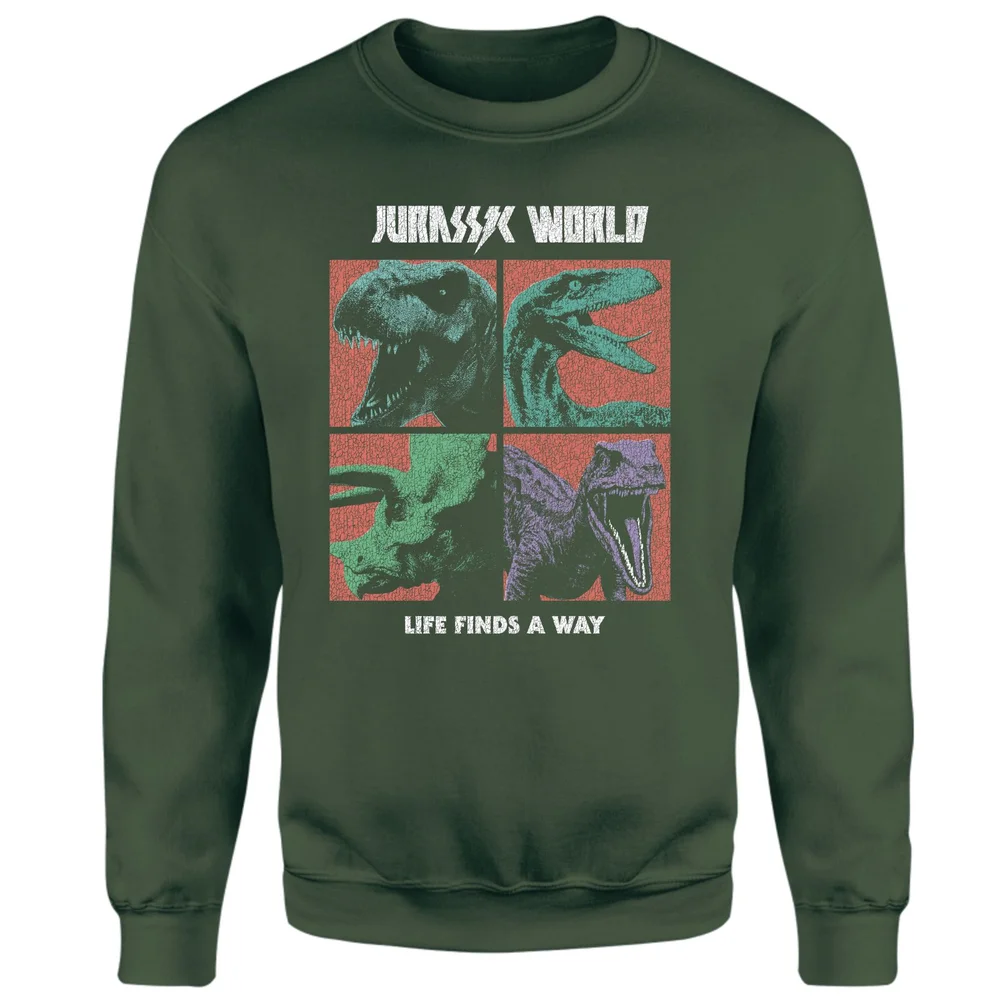 Jurassic Park World Four Colour Faces Sweatshirt - Green - S Afbeelding 1