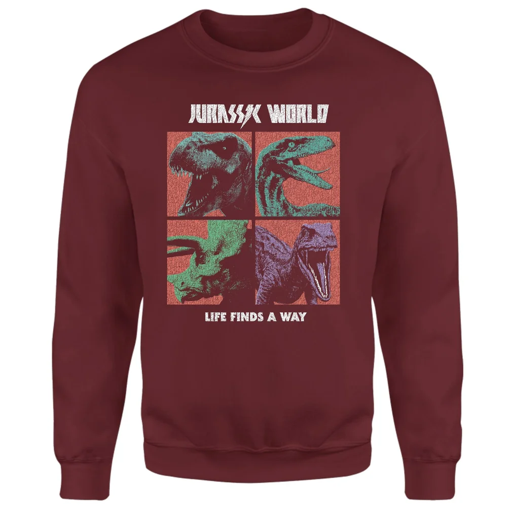 Jurassic Park World Four Colour Faces Sweatshirt - Burgundy - S Afbeelding 1