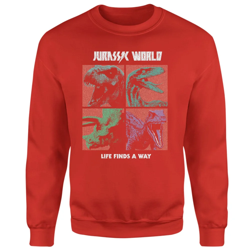 Jurassic Park World Four Colour Faces Sweatshirt - Red - S Afbeelding 1