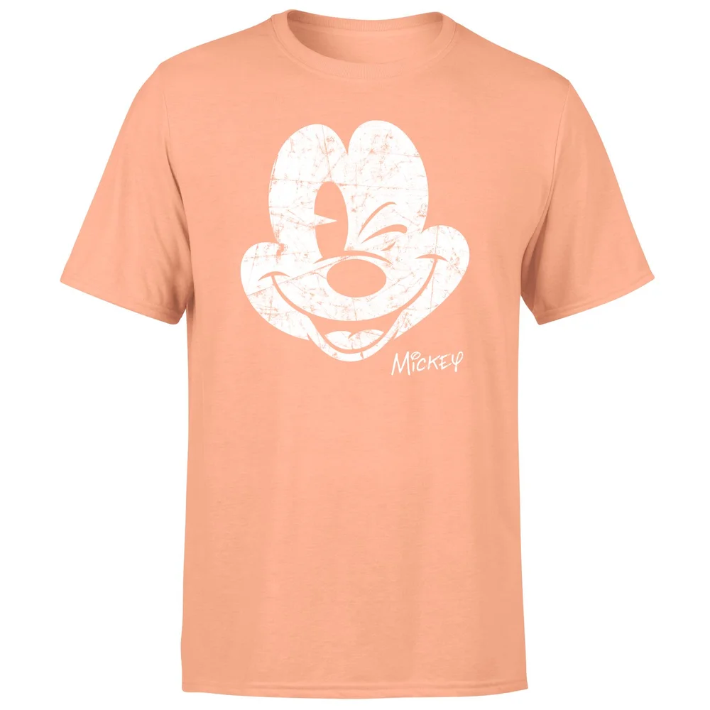 Mickey Mouse Worn Face Men's T-Shirt - Coral - S Afbeelding 1