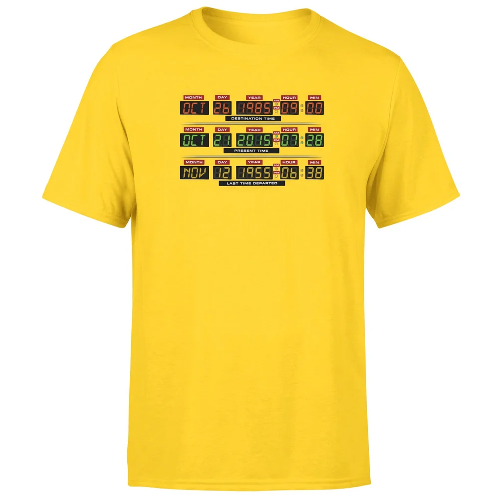 Back To The Future Destination Clock Men's T-Shirt - Yellow - S Afbeelding 1