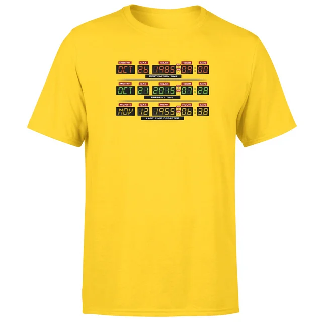 Back To The Future Destination Clock Men's T-Shirt - Yellow