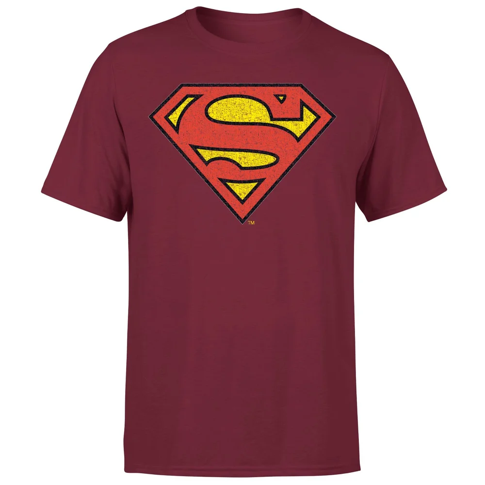 Official Superman Crackle Logo Men's T-Shirt - Burgundy - S Afbeelding 1