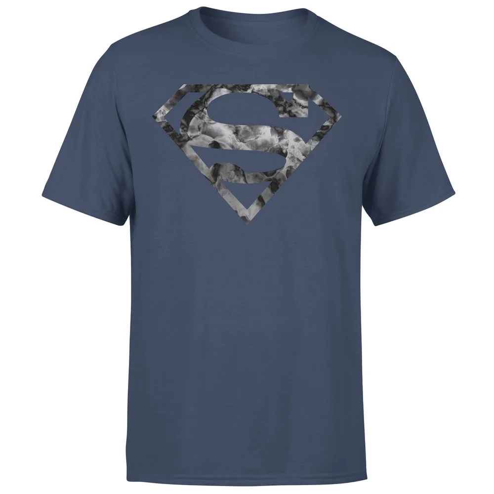Marble Superman Logo Men's T-Shirt - Navy - S Afbeelding 1