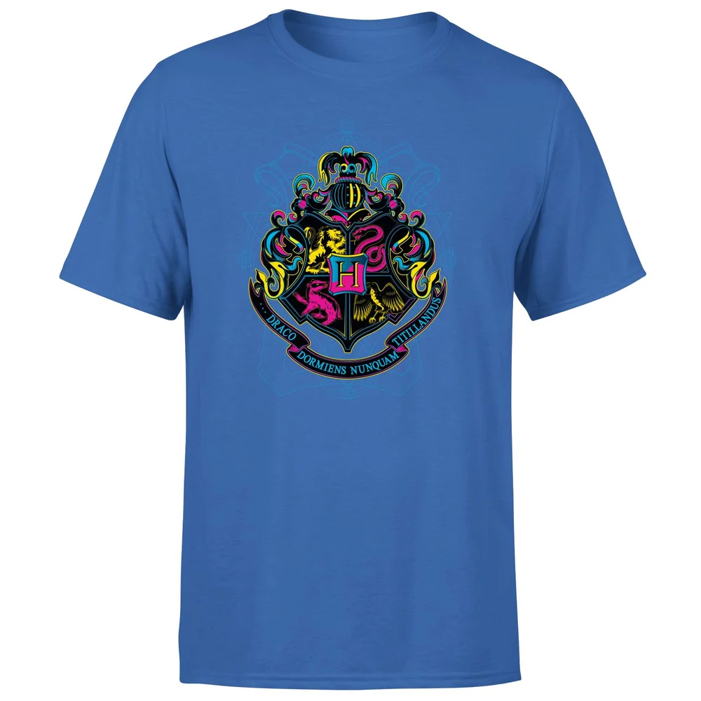 Harry Potter Hogwarts Neon Crest Men's T-Shirt - Blue - S Afbeelding 1
