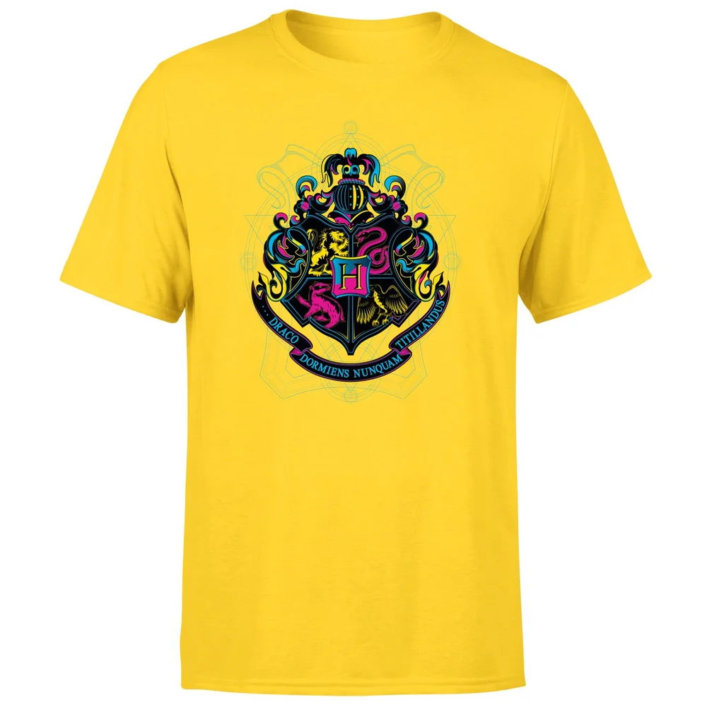 Harry Potter Hogwarts Neon Crest Men's T-Shirt - Yellow - S Afbeelding 1