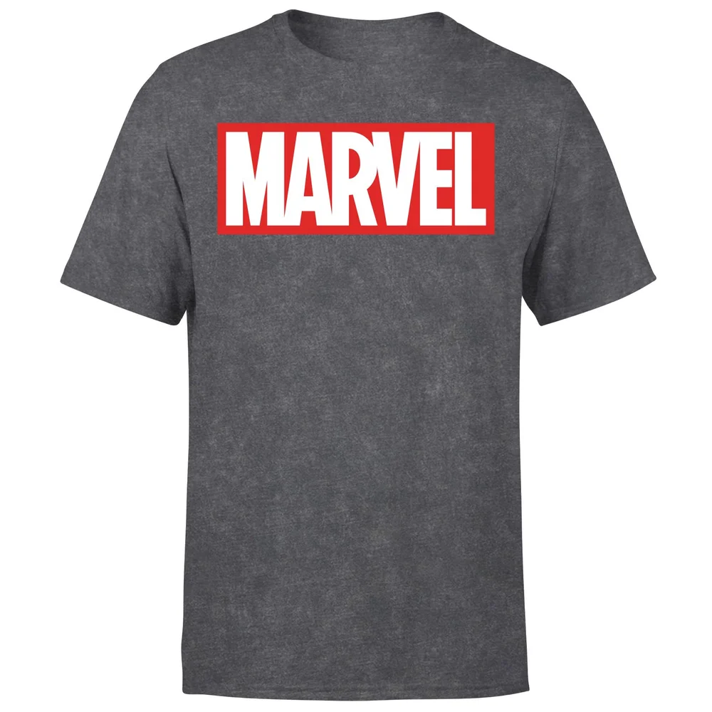 Marvel Logo Men's T-Shirt - Black Acid Wash - S - Black Acid Wash Afbeelding 1