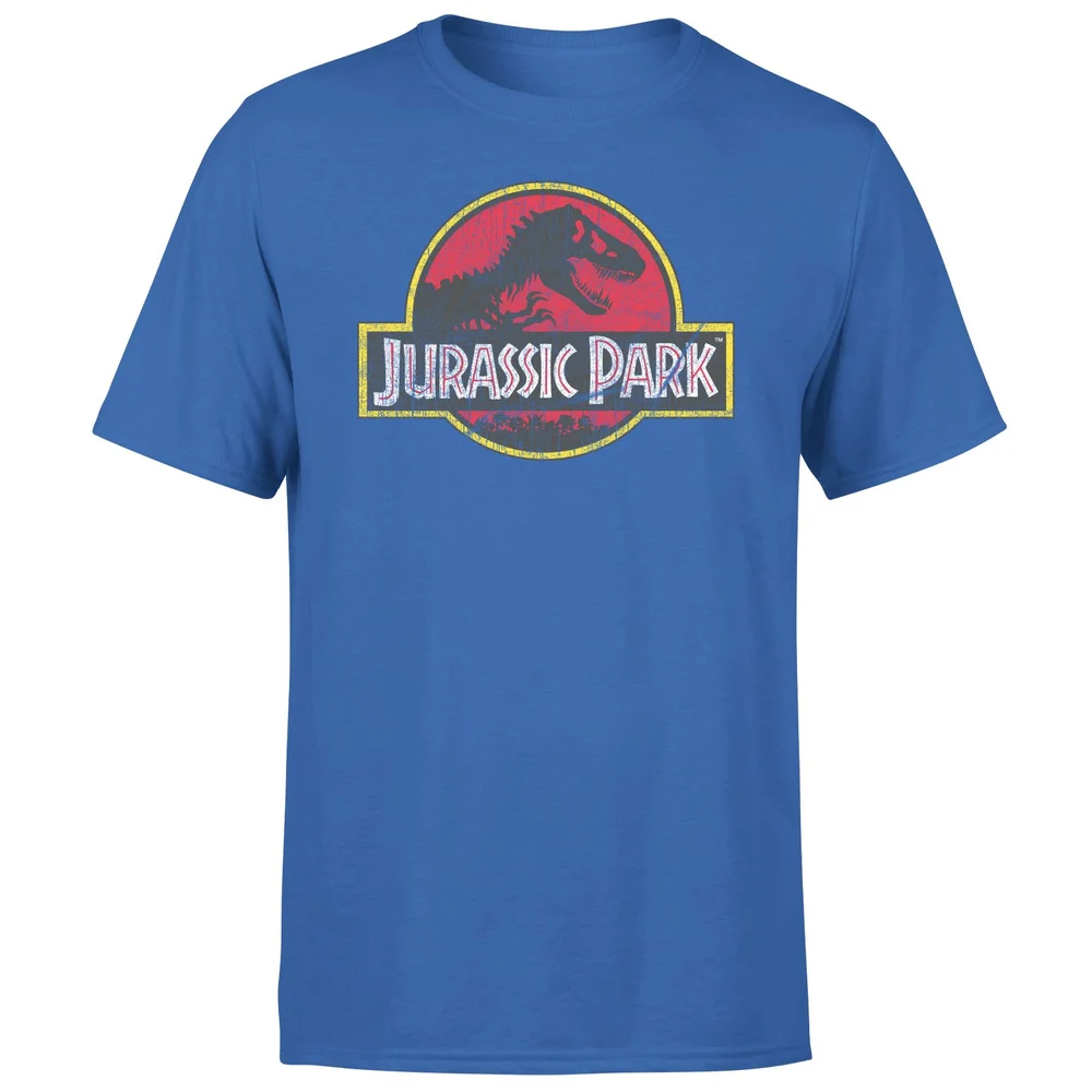 Jurassic Park Logo Vintage Men's T-Shirt - Blue - S Afbeelding 1