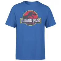 Jurassic Park Logo Vintage Men's T-Shirt - Blue - undefined undefined