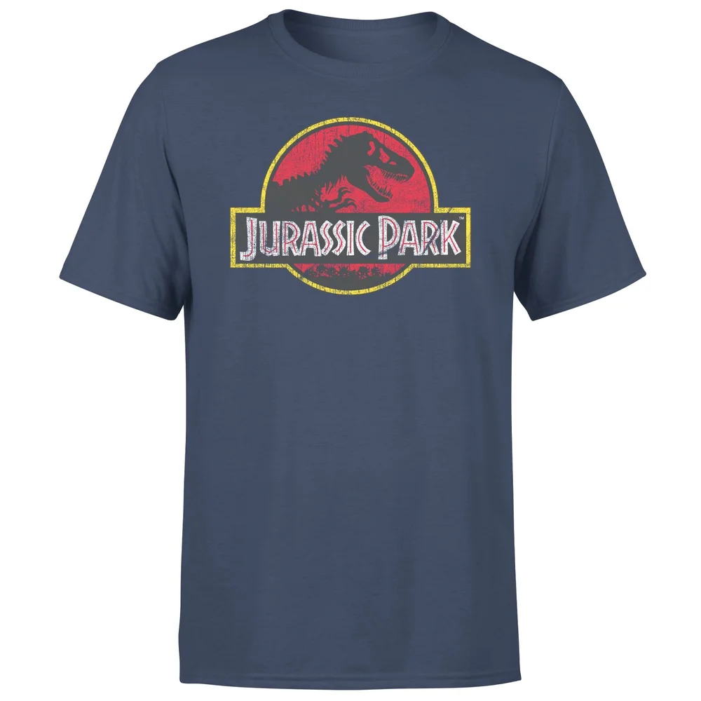 Jurassic Park Logo Vintage Men's T-Shirt - Navy - S Afbeelding 1